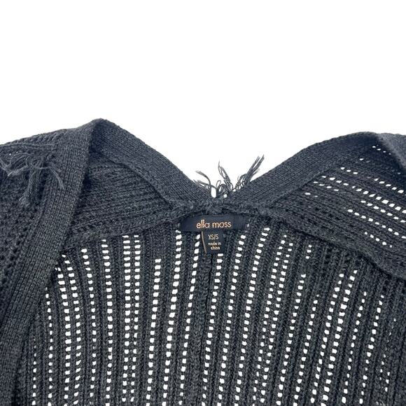Ella Moss Womens Gray Yarn Fringe Crochet Short Sleeve Boho Cardigan Sz XS/S - Picture 9 of 11